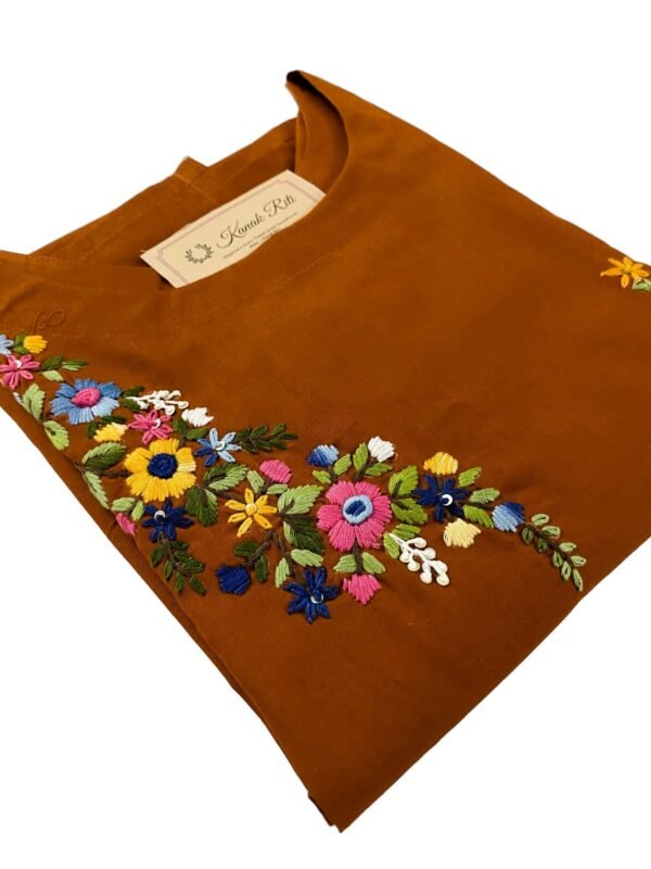 Rust brown cotton kurti set