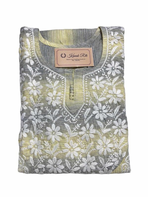 Elegant Yellow Chikankari Long Kurti with Pant Set