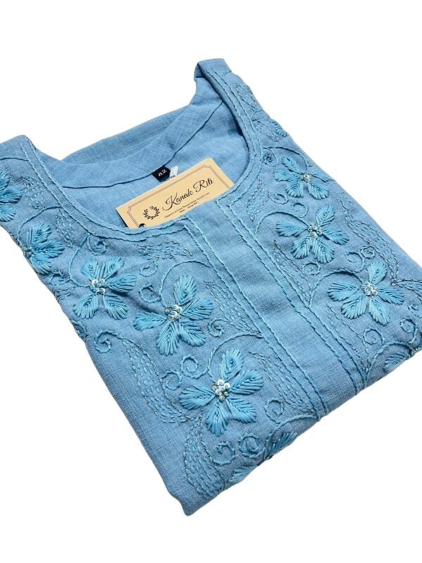 Kanak Riti Blue Cotton Blend Kurti - Elegant Handcrafted Ethnic Wear