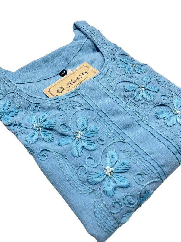 Kanak Riti Blue Cotton Blend Kurti - Elegant Handcrafted Ethnic Wear