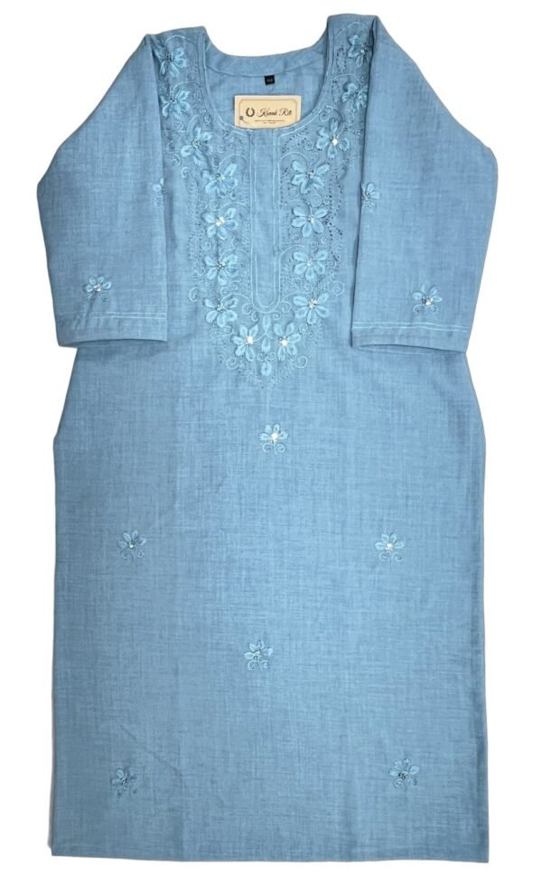 Kanak Riti Blue Cotton Blend Kurti - Elegant Handcrafted Ethnic Wear