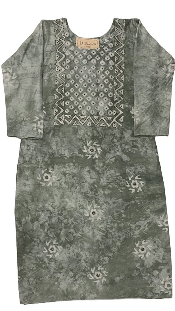 Pastel Green Batik and Kantha Stitch 3 Piece Set
