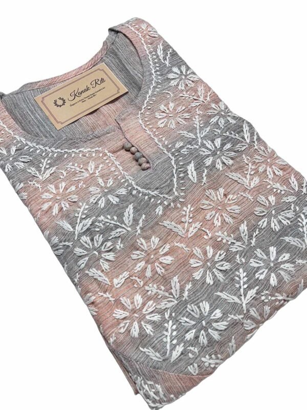 Peach chikankari kurti