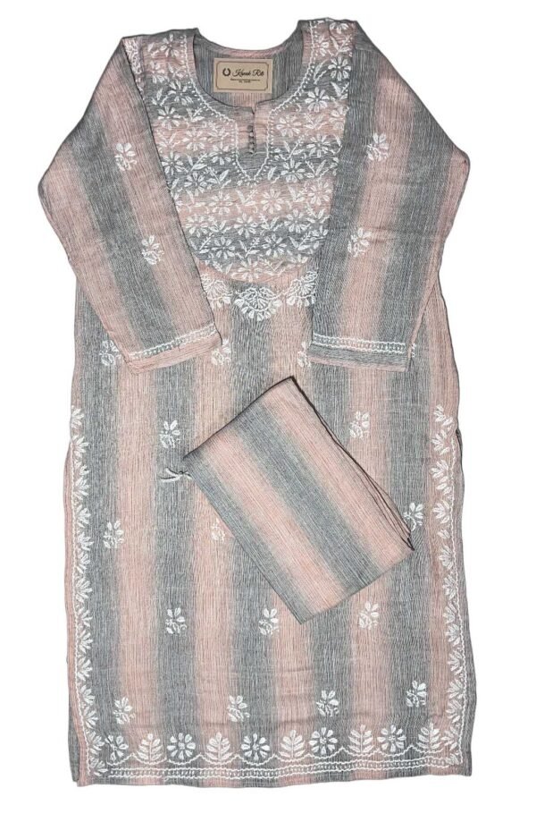 Peach chikankari kurti