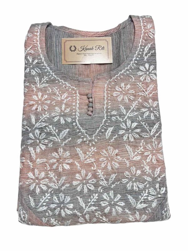 Peach chikankari kurti