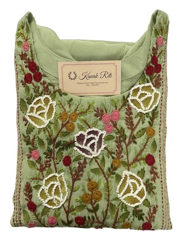 Premium Silk Kurti Set Online - Green Chanderi Silk